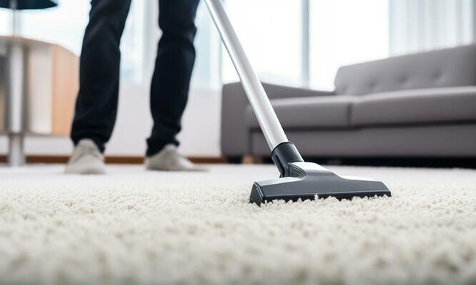 home-cleaning-carpet-from-dust-with-a-vacuum-cleaner-generative-ai-photo